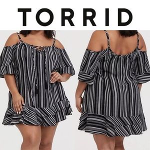 Torrid Size 6 Black Striped Swim Cover Up Dress